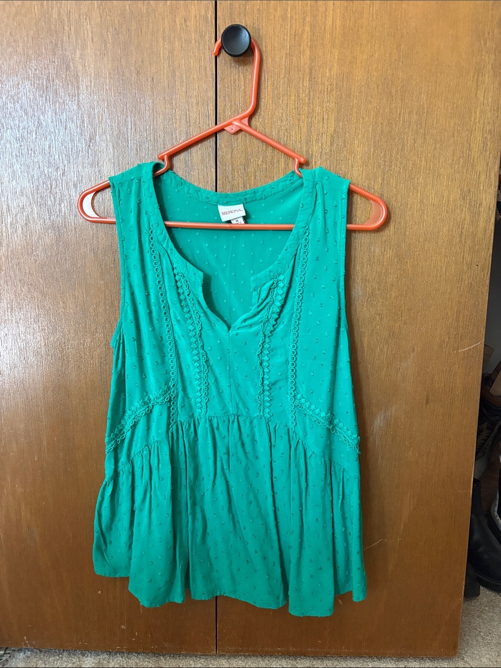 Merona Teal Green Sleeveless Peasant Tank